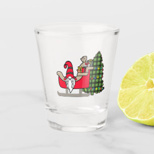  Cute Christmas Gnome on Sleigh Christmas  Shot Glass