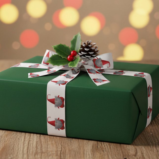 Cute Christmas Gnome Pattern Holiday Gift Satin Ribbon (Fun and festive ribbon with an army of Christmas gnomes waiting to help you wrap gifts)