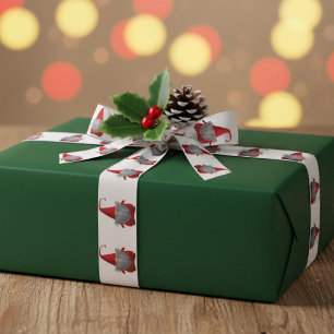 Cute Christmas Gnome Pattern Red and White Ribbon Satin Ribbon