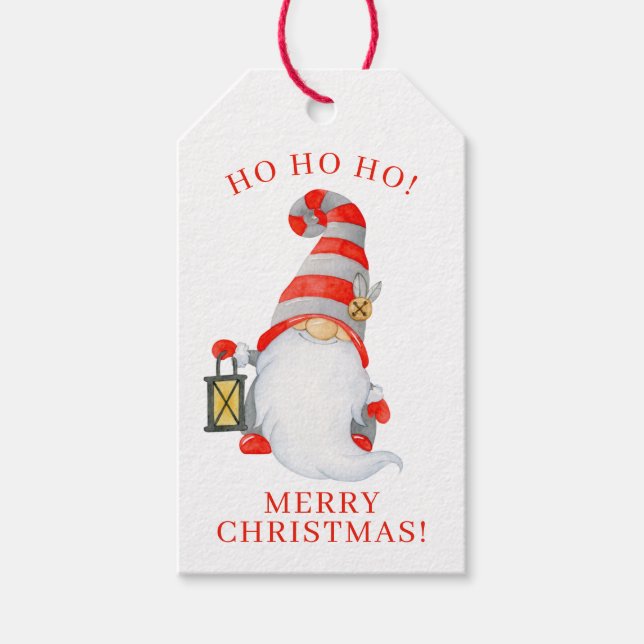 Cute Christmas Gnome Personalized Gift Tags (Front)