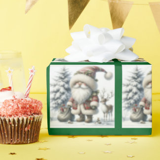 Cute Christmas Gnome Santa Wrapping Paper