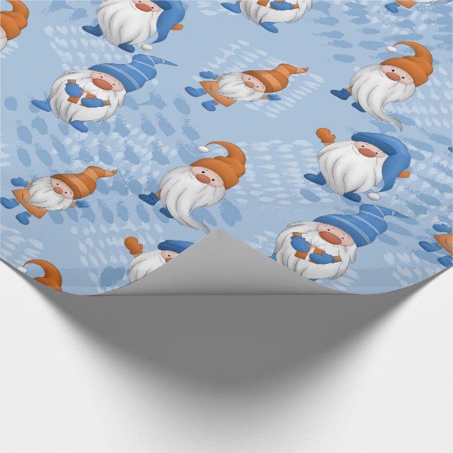 Cute Christmas Gnome Themed Pattern Wrapping Paper (Corner)