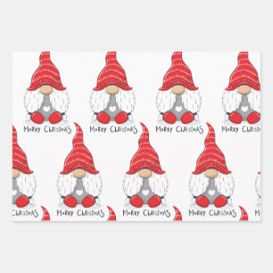 Cute Christmas Gnome Watercolor Art  Wrapping Paper Sheet