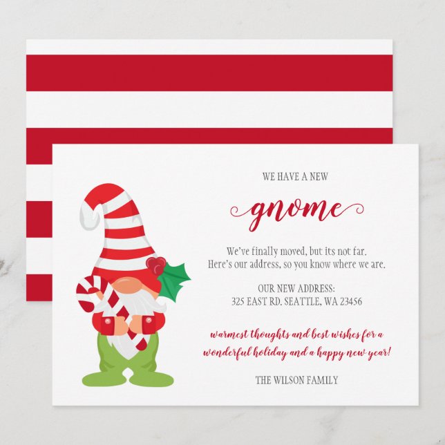 Cute Christmas Gnome We've Moved Holiday Cards (Front/Back)