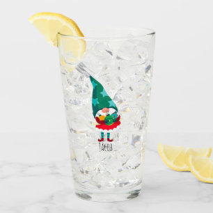 Cute Christmas Gnome with Christmas Ornaments Glass