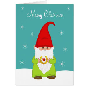 Cute Christmas Gnome with Horseshoe