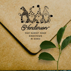 Cute Christmas Gnomes Family Return Address Self-inking Stamp