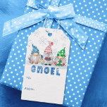 Cute Christmas Gnomes GNOEL Snowflakes TO FROM Gift Tags<br><div class="desc">Cute, whimsical watercolor Christmas TO FROM gift tags featuring three gnomes with a funny greeting GNOEL and a winter snowflake background on the front and back. ASSISTANCE: For help with design modification or personalization, colour change, resizing, transferring the design to another product or if you would like coordinating items, contact...</div>