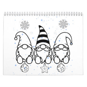  Cute Christmas Gnomes Holiday Design.  Calendar