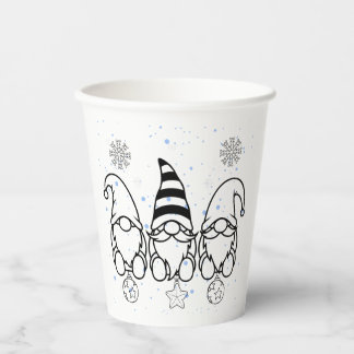 Cute Christmas Gnomes Holiday Design. Paper Cups