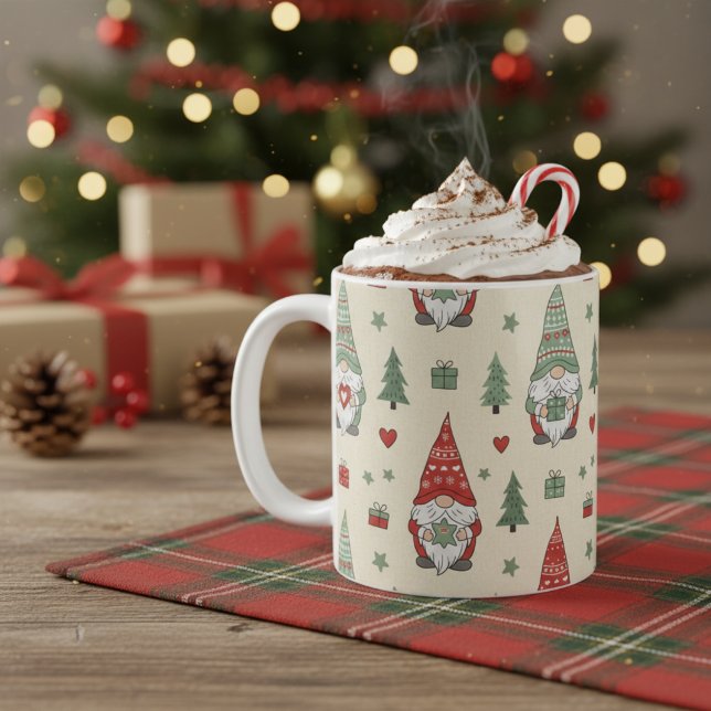 Cute Christmas Gnomes Holiday Mug – Cozy Pattern (Scandinavian gnomes Holiday Mug)