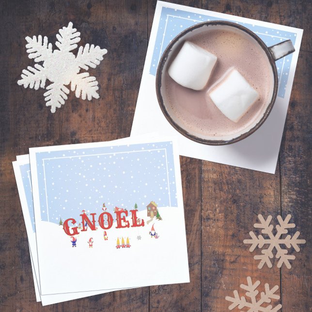 Cute Christmas Gnomes in Snow NOEL Holiday Party Napkin (Cute Christmas Gnomes in Snow NOEL Holiday Party Napkins ❄
)
