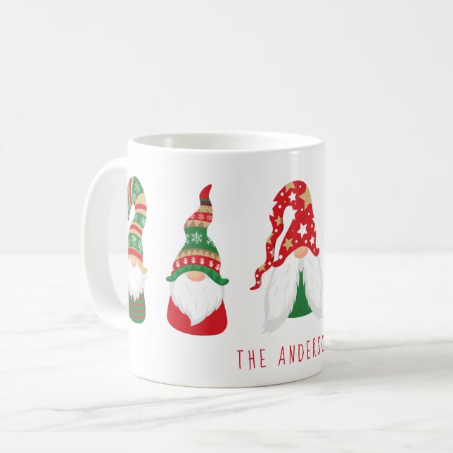 Cute Christmas Gnomes Personalized Coffee Mug (Front Left)
