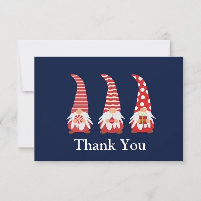 Cute Christmas gnomes personalized  Thank you Card (Front)