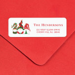 Cute Christmas Gnomes Return Address<br><div class="desc">Cute Christmas holiday return address labels featuring three Scandinavian-style gnomes with a seasonal red and green hats. Easily personalize your name and address in red typography.</div>