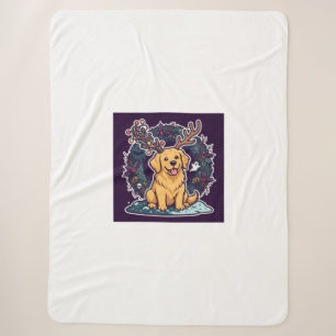 Cute Christmas Golden Retriever Blanket