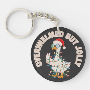 Cute Christmas Goose Wearing Santa Hat Keychain