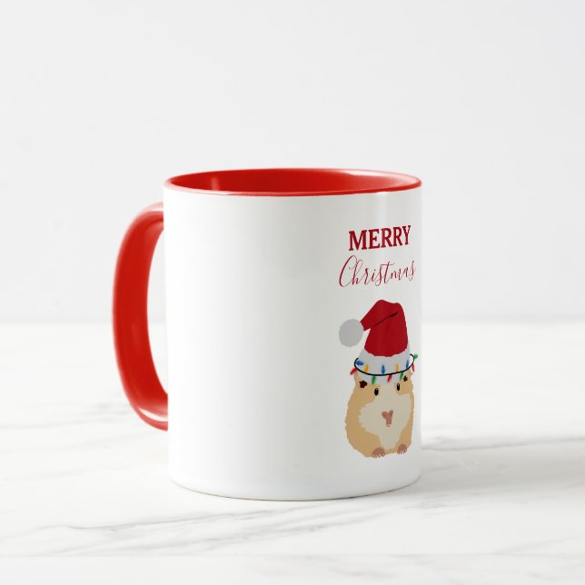 Cute Christmas Hamster Funny Animal Santa Hat Mug (Front Left)