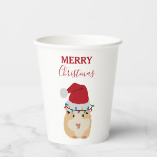 Cute Christmas Hamster Funny Animal Santa Hat Paper Cups