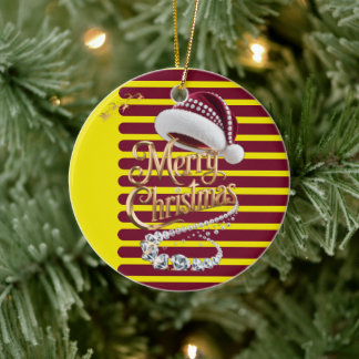 Cute Christmas hat Ceramic Ornament
