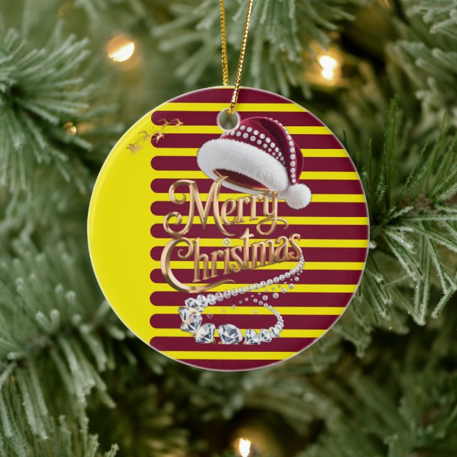 Cute Christmas hat Ceramic Ornament (Tree)