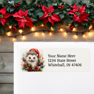 Cute Christmas Hedgehog Easy Read Return Address