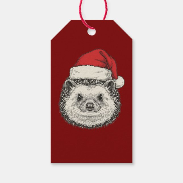 Cute Christmas Hedgehog Gift Tags (Front)