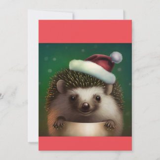 Cute Christmas Hedgehog , Hedgehog Santa T-Shirt Holiday Card