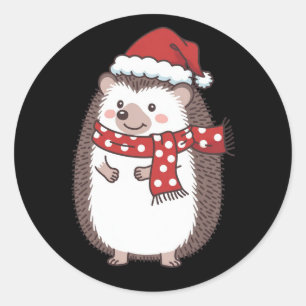 Cute Christmas Hedgehog Holiday Classic Round Sticker