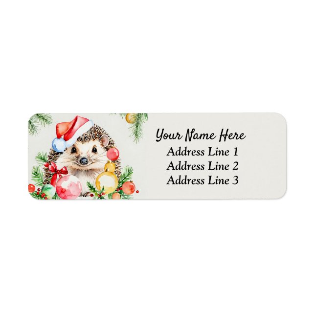 Cute Christmas Hedgehog Return Address Label (Front)