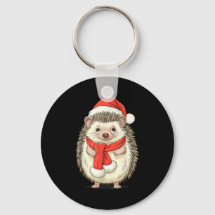 Cute Christmas Hedgehog Santa Keychain