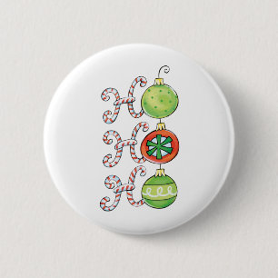 Cute Christmas Ho Ho Ho, Candy Canes Ornaments 2 Inch Round Button