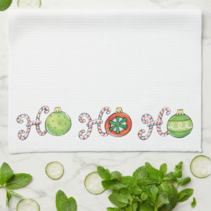 Cute Christmas Ho Ho Ho, Candy Canes Ornaments Kitchen Towel