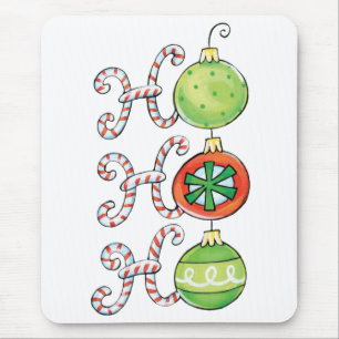 Cute Christmas Ho Ho Ho, Candy Canes Ornaments Mouse Pad
