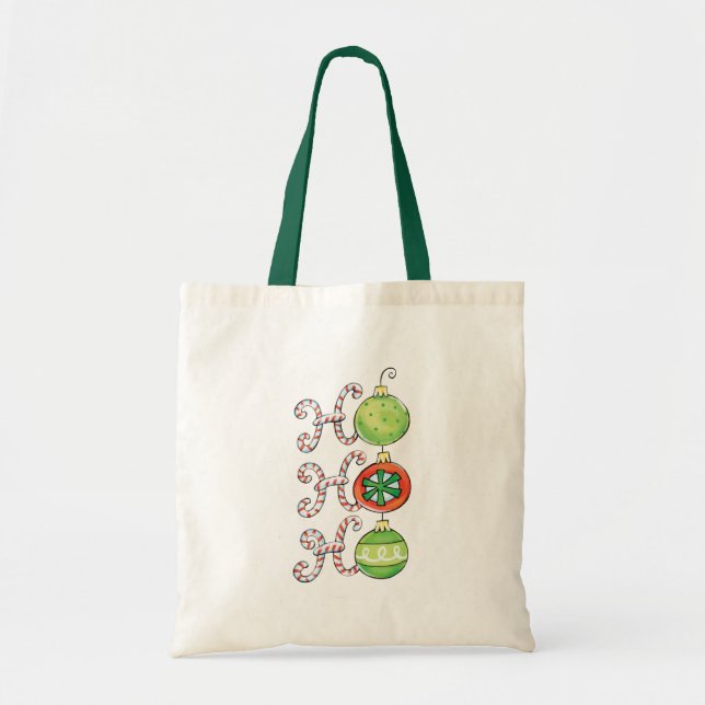 Cute Christmas Ho Ho Ho, Candy Canes Ornaments Tote Bag (Front)