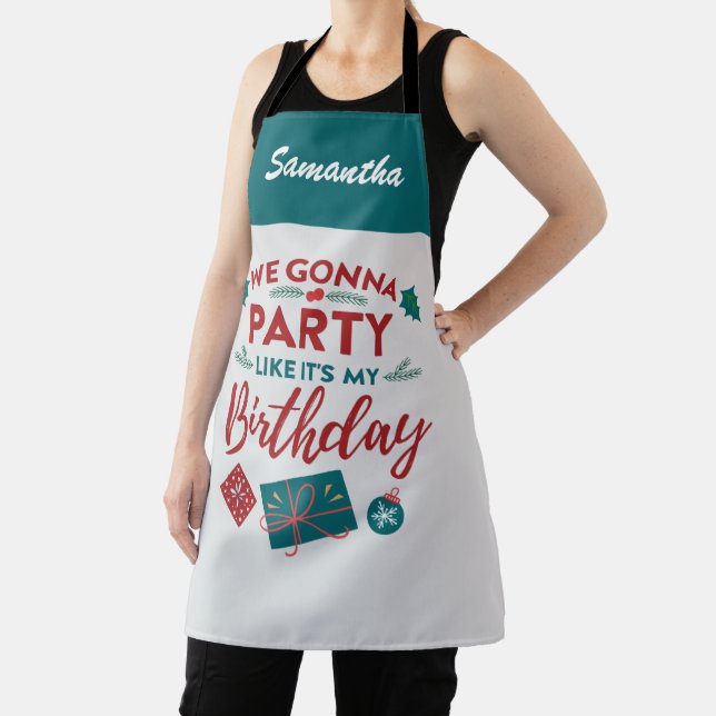 Cute Christmas Holiday Birthday Party Personalized Apron (Insitu)
