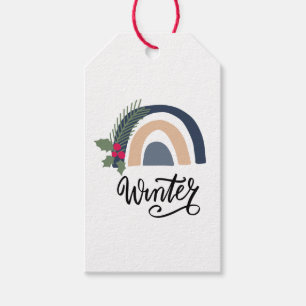 Cute Christmas Holiday Boho Rainbow Winter Gift Tags