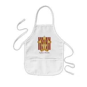 Cute Christmas Holiday Cookie Cartoon Name Kids Apron