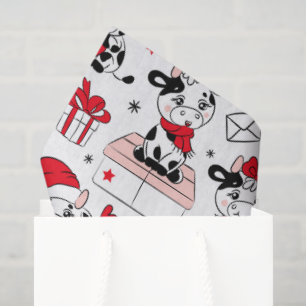 Cute Christmas Holiday Cows Gifts Modern Pattern Tissue Paper