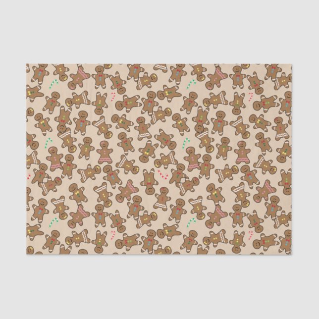 Cute Christmas Holiday Gingerbread Men Cookies Tissue Paper (Front)
