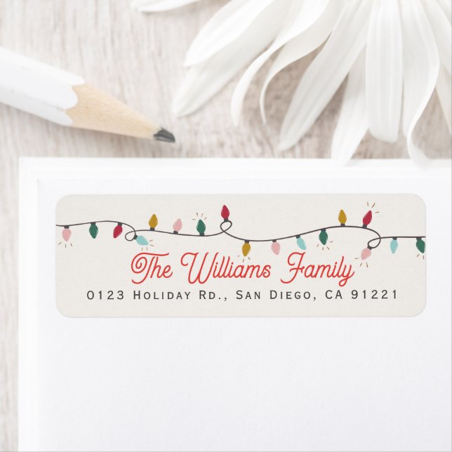 Cute Christmas Holiday Lights Address Label (Insitu)