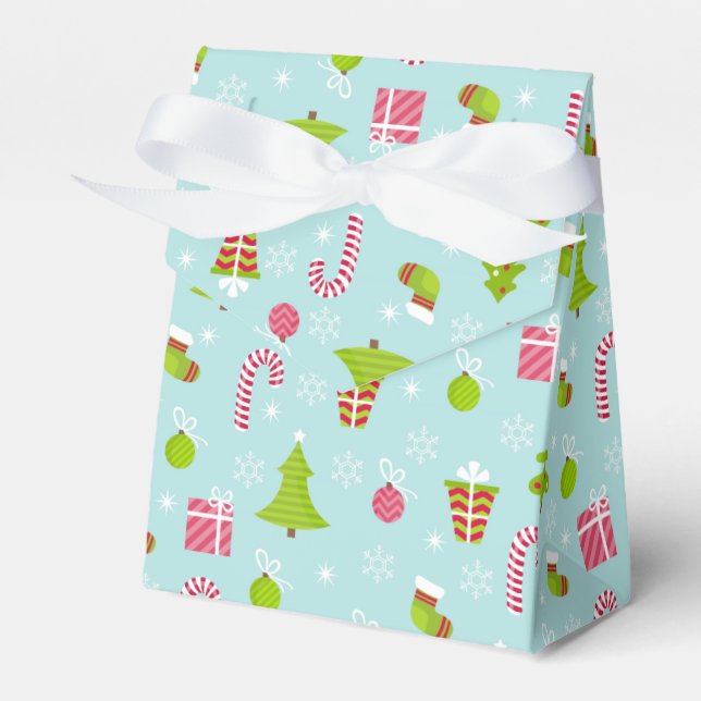Cute Christmas Holiday Pattern Favor Box (Front Side)