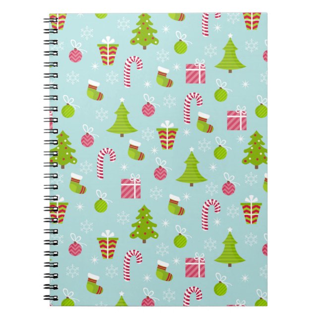 Cute Christmas Holiday Pattern Notebook (Front)