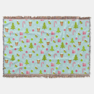 Cute Christmas Holiday Pattern Throw Blanket