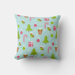 Cute Christmas Holiday Pattern Throw Pillow