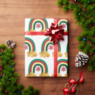 Cute Christmas Holiday Rainbow Gift  Wrapping Paper