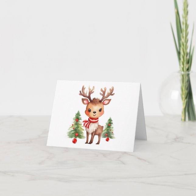 Cute Christmas Holiday Reindeer Xmas Trees BLANK  (Front)