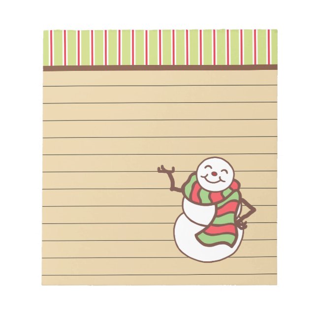 Cute Christmas Holiday Snowman Notepad Gift (Front)