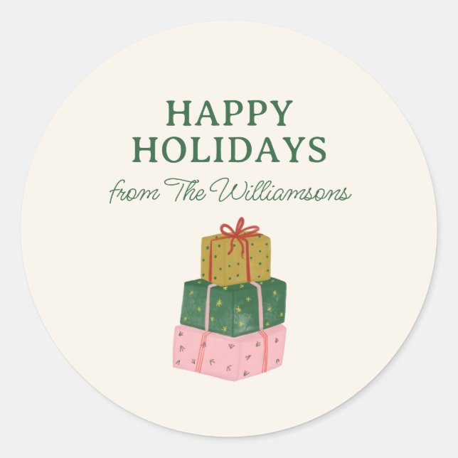 Cute Christmas Holidays Gift From Personalized  Classic Round Sticker (Front)