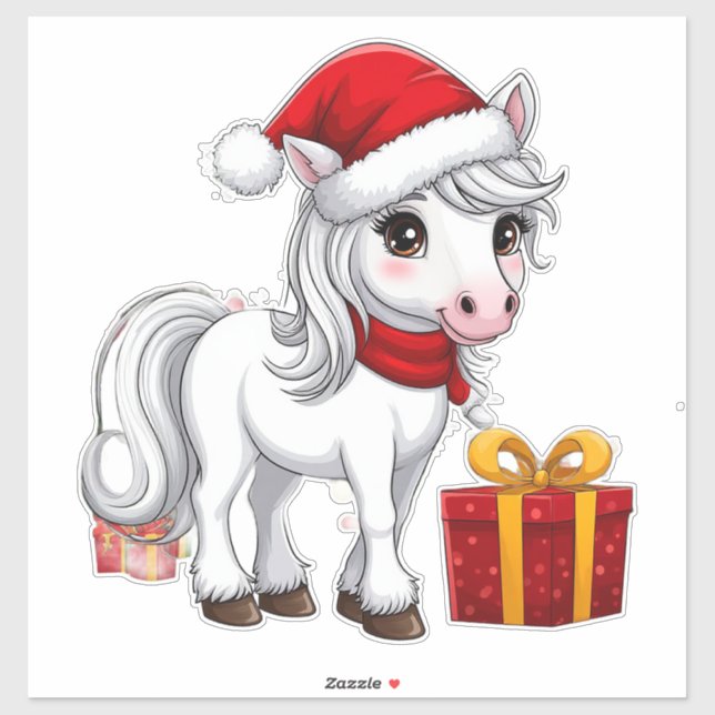 Cute Christmas Horse With Santa Hat (Sheet)